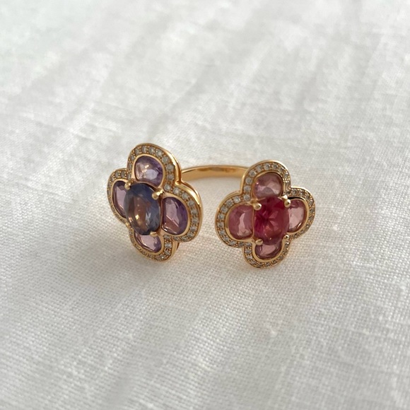 Isabelle Langlois 18kt Gold, Pink Tourmaline, Amethyst & Diamond Ring - Picture 7 of 8